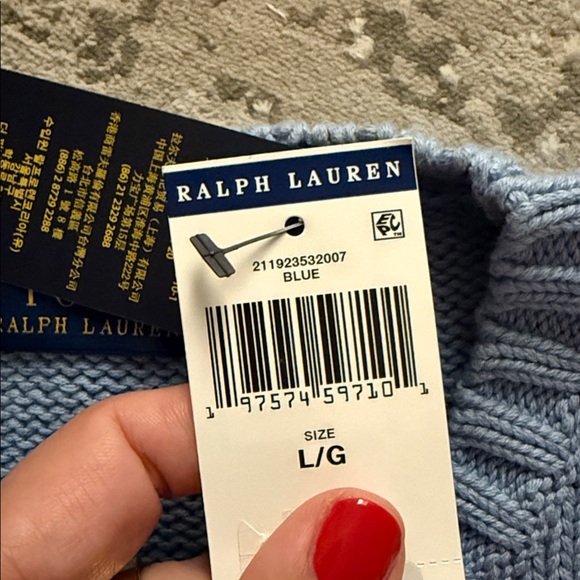 NWT Ralph Lauren Women's Light Blue American Flag Sweater - Picture 4 of 4